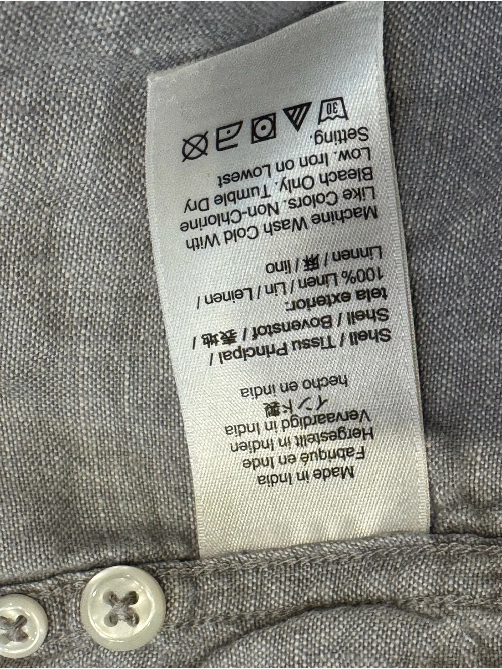 J. Crew Light Gray Button-Down Linen Shirt 1308